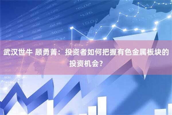 武汉世牛 顾勇菁：投资者如何把握有色金属板块的投资机会？