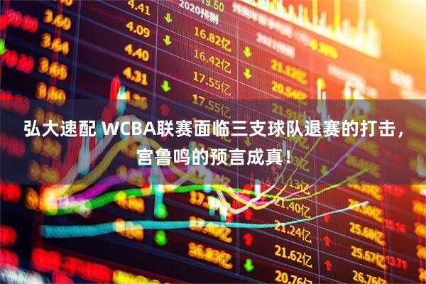 弘大速配 WCBA联赛面临三支球队退赛的打击，宫鲁鸣的预言成真！